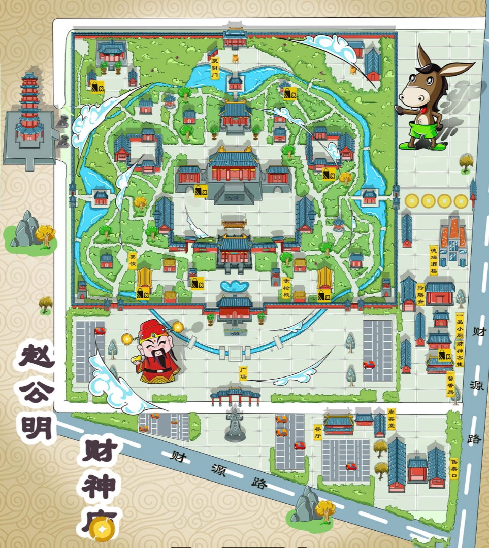 株洲寺庙类手绘地图